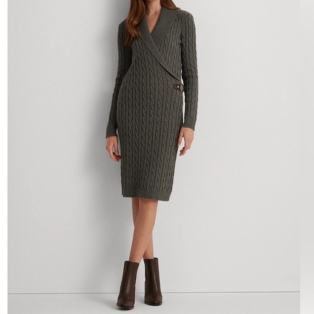Lauren Ralph Lauren Grey Long Sleeve Knit Dress